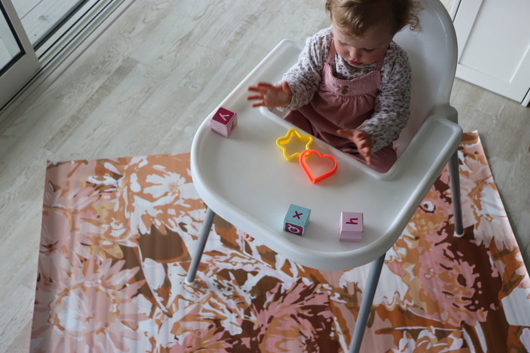 Mess Mats | Designed for mess | Peach Flora | Xtra Large