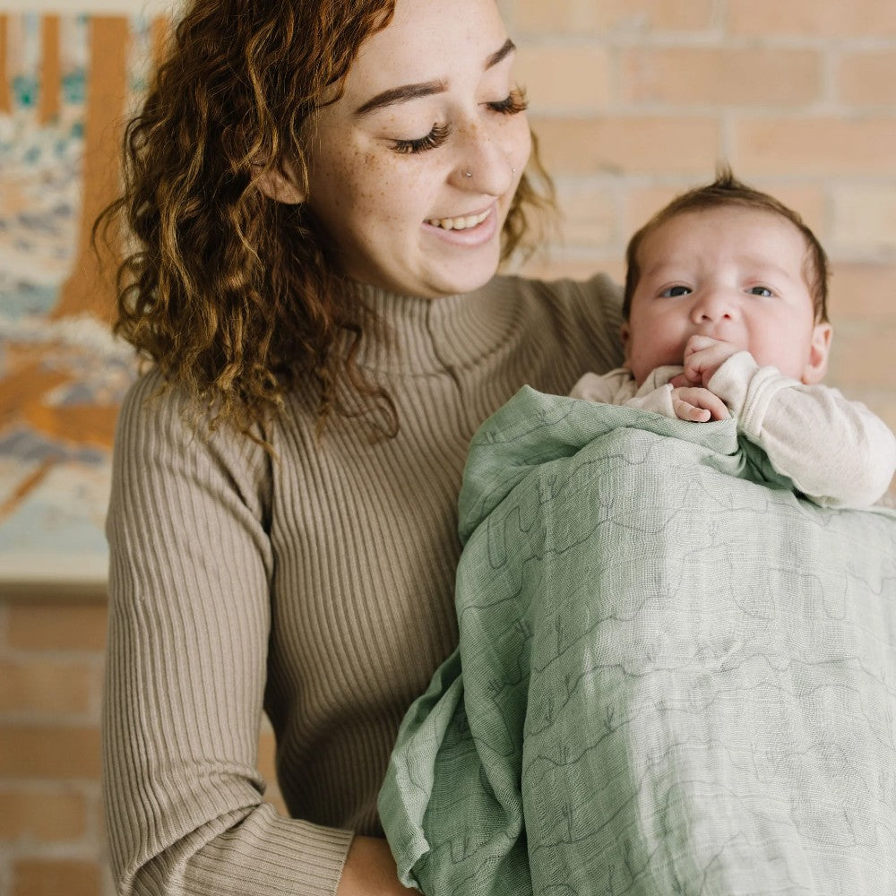 Little Unicorn Single Cotton Muslin Swaddle - Cactus Lines