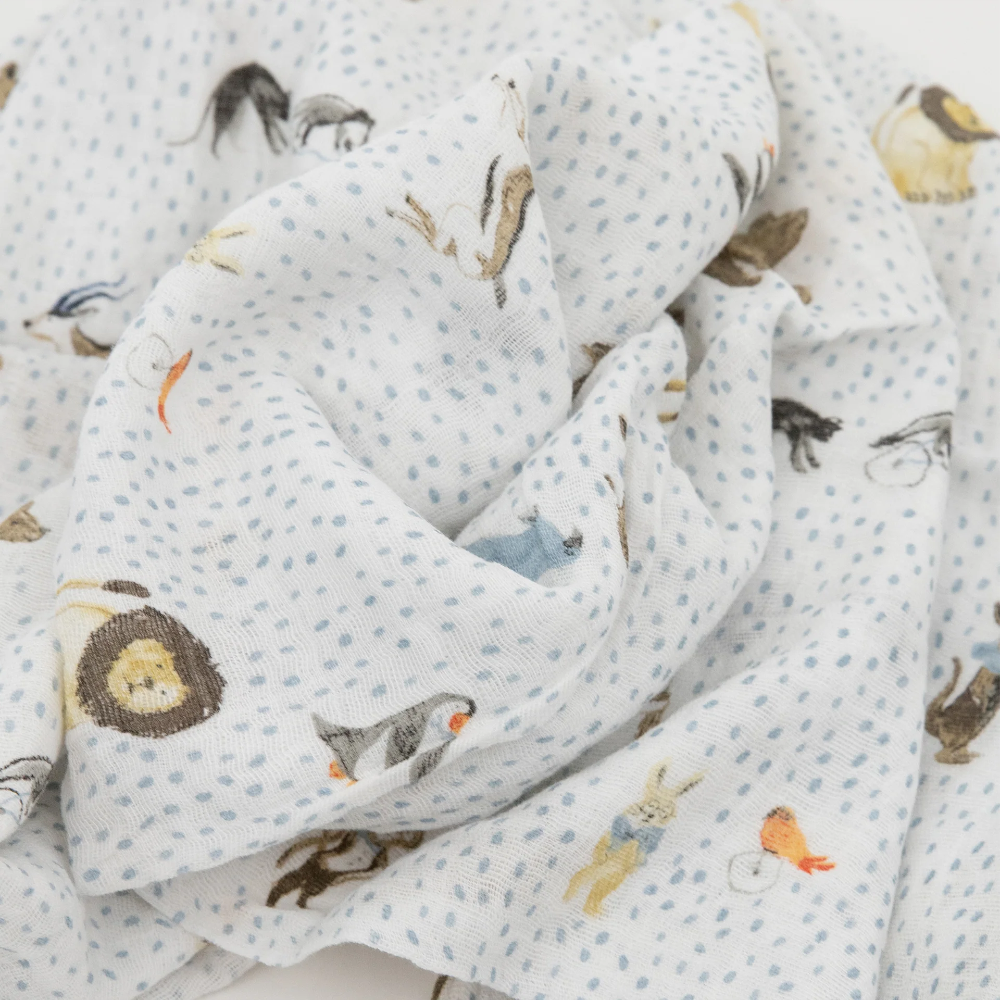 Little Unicorn Single Cotton Muslin Swaddle - Party Animals