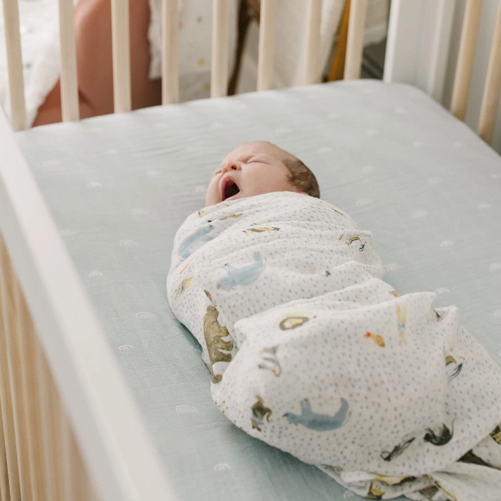 Little Unicorn Single Cotton Muslin Swaddle - Party Animals