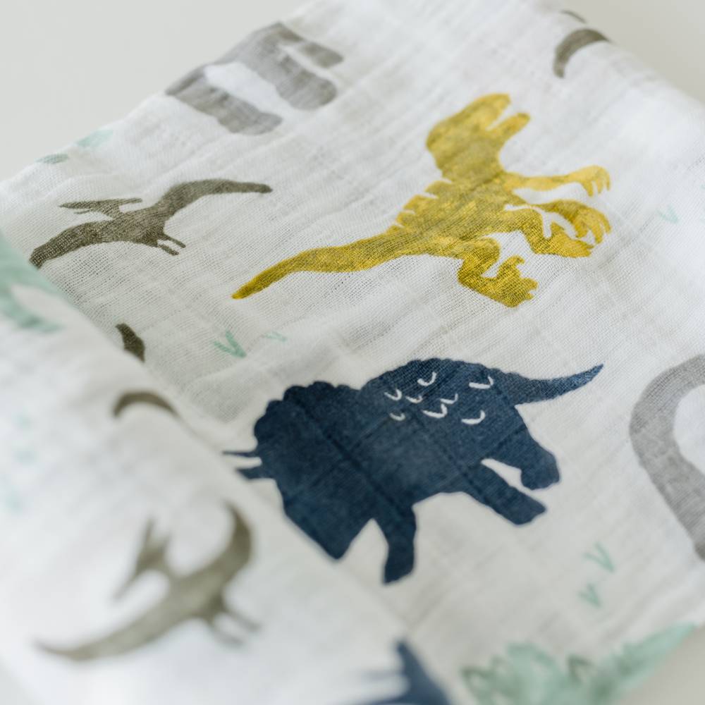 Little Unicorn Single Cotton Muslin Swaddle - Dino Friends