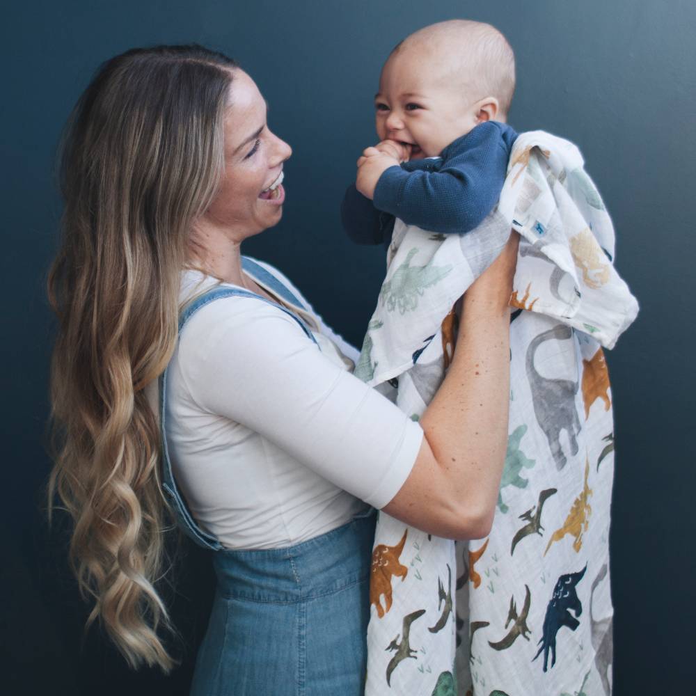 Little Unicorn Single Cotton Muslin Swaddle - Dino Friends