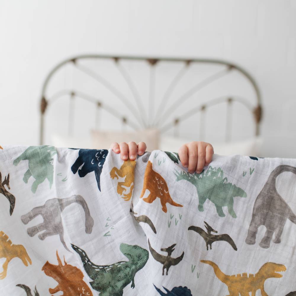 Little Unicorn Single Cotton Muslin Swaddle - Dino Friends