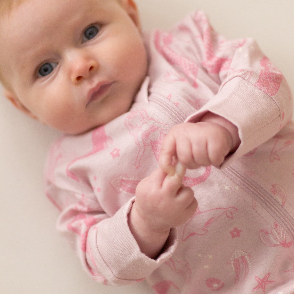 Woolbabe Merino/Organic Cotton PJ Suit - Shell Mermaids