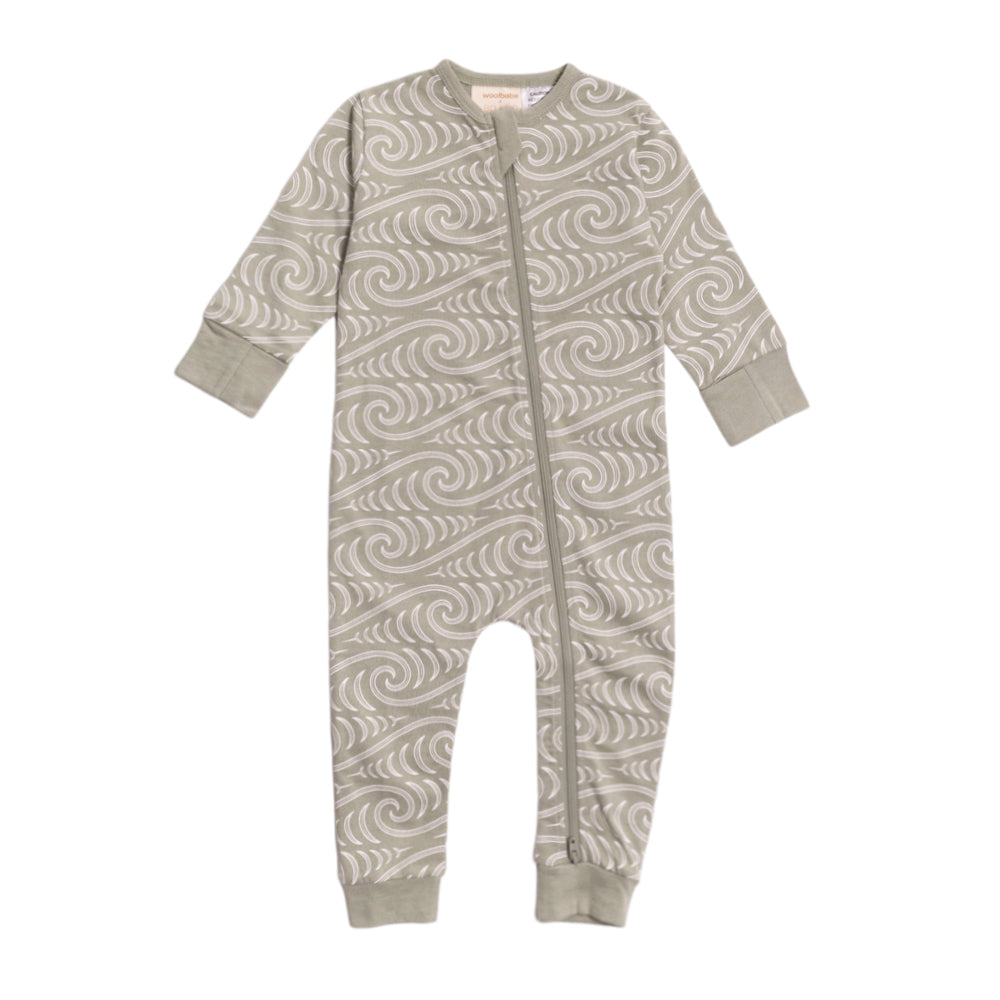 Woolbabe X BO & KO Collab Pyjama Suit - Flax Ngaru