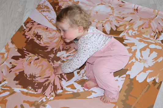 Mess Mats | Designed for mess | Peach Flora | Xtra Large