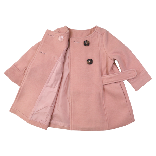 Korango |Double Breasted Satin Lined Overcoat | Dusty Pink