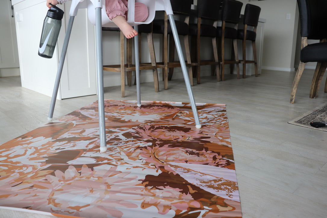 Mess Mats | Designed for mess | Peach Flora | Xtra Large