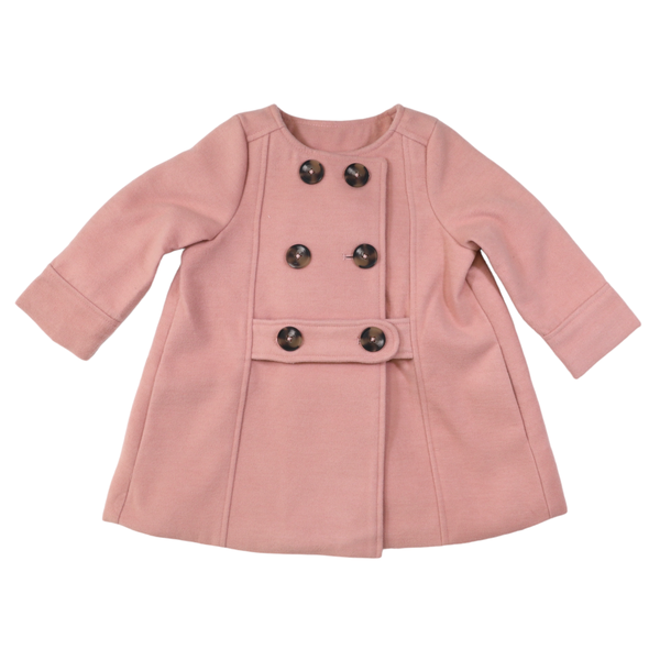 Korango |Double Breasted Satin Lined Overcoat | Dusty Pink