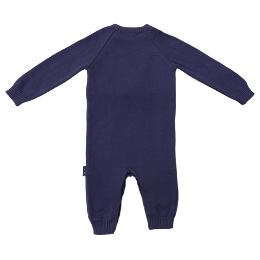 Korango | Bear Pattern Knit Onesie | Peacoat
