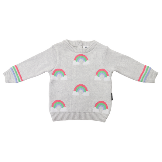 Korango | Rainbow Pattern Knit Sweater | Grey Size 1