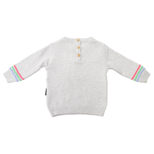 Korango | Rainbow Pattern Knit Sweater | Grey Size 1