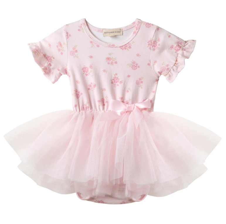Designer Kidz | Bella Floral Short Sleeve Tutu Romper