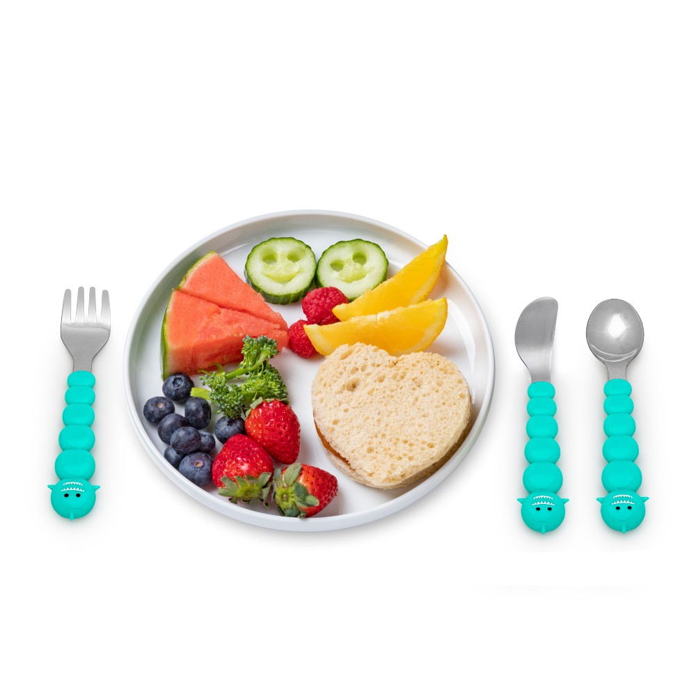 Melii Utensil Set Bear & Shark 6 PC - Brown + Blue