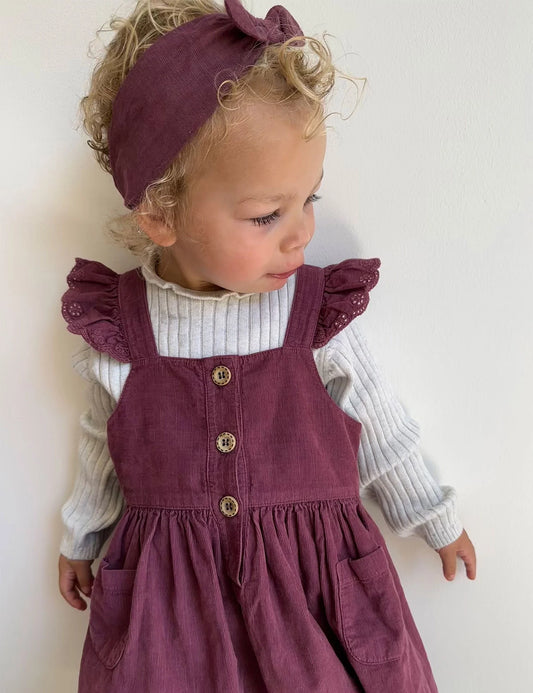 Purebaby | Forest Corduroy Pinnie Dress | Raisin 5Y
