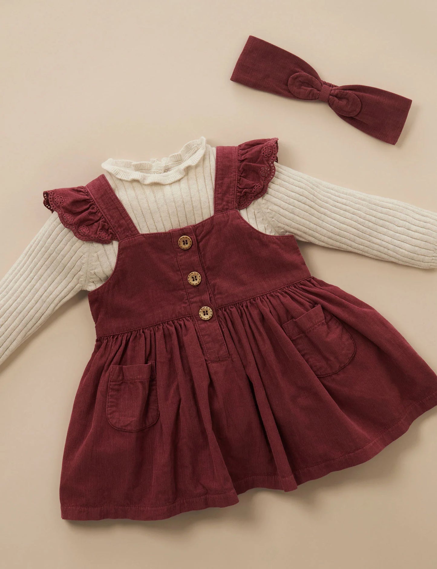 Purebaby | Forest Corduroy Pinnie Dress | Raisin