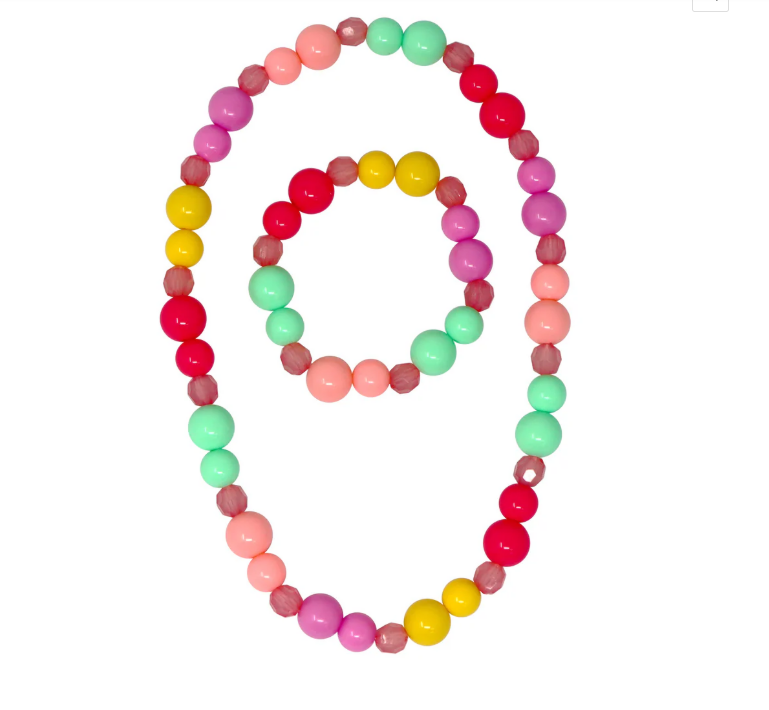 Pink Poppy Fairy Rainbow Necklace & Bracelet Set