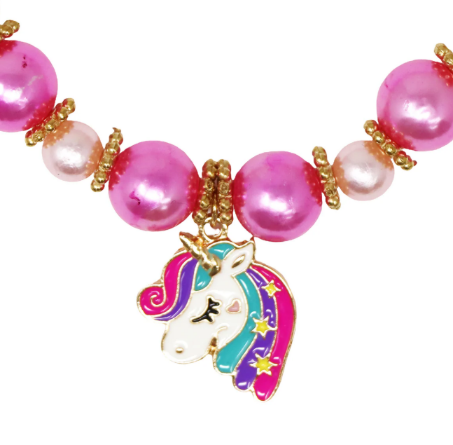 Pink Poppy Unicorn Necklace & Bracelet Set
