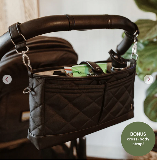 OiOi | Signature Pram Caddy - Black Diamond Quilt Nylon