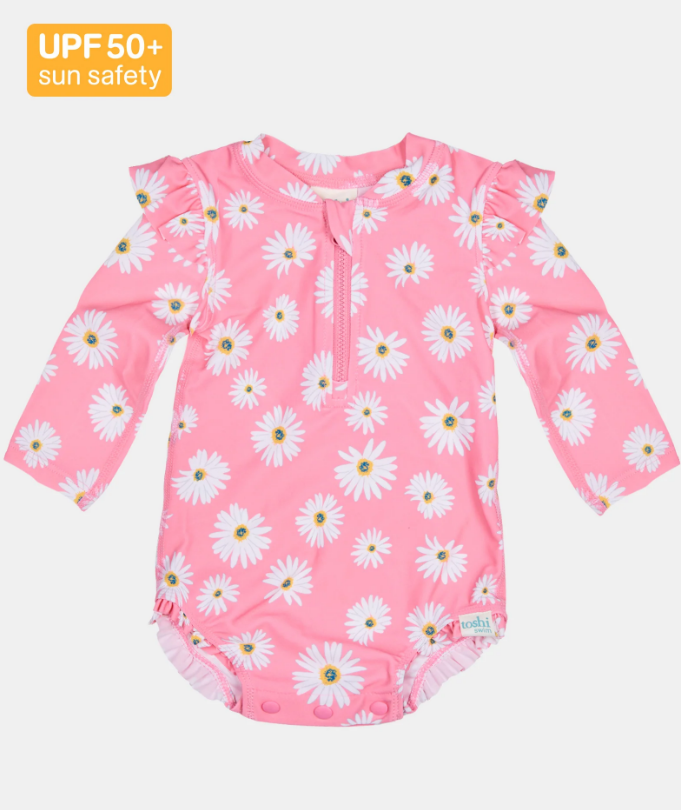 Toshi | Swim Onesie Long Sleeve | Ripple Daisy Watermelon