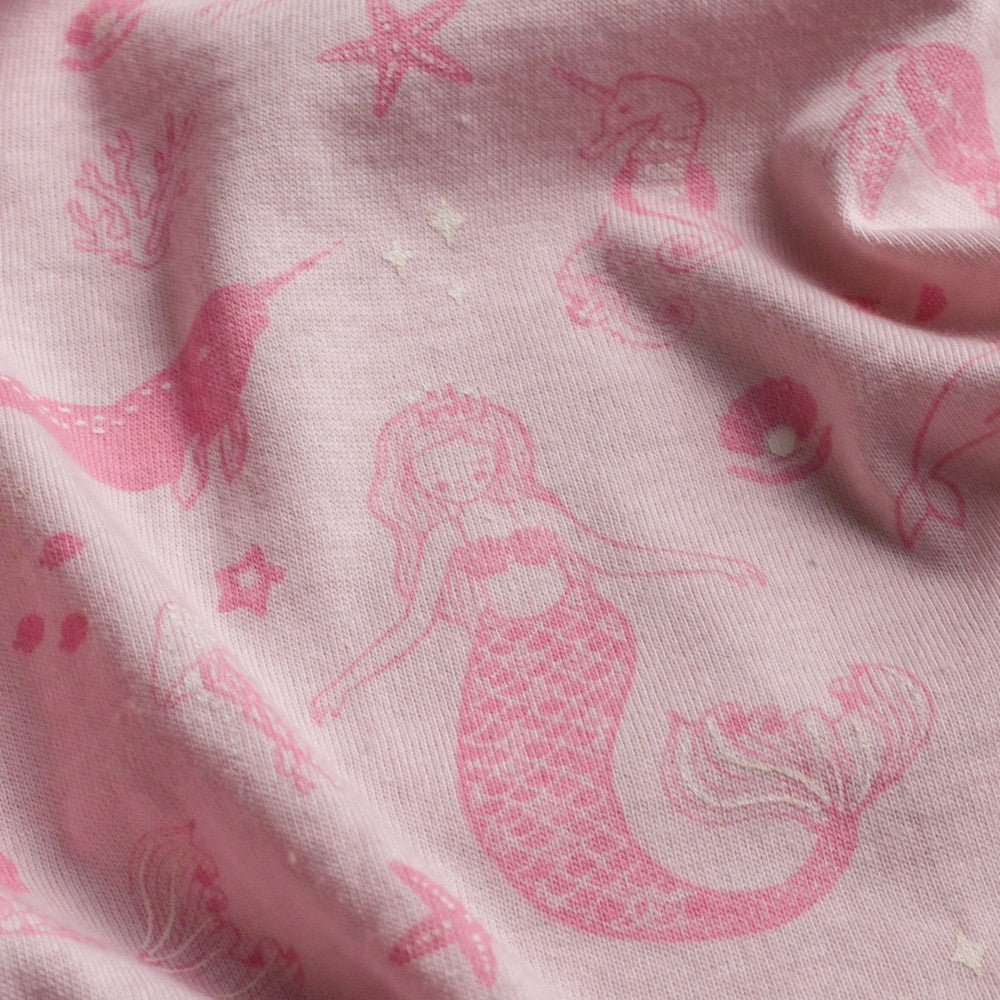 Woolbabe Merino/Organic Cotton Summer Pyjamas - Shell Mermaids