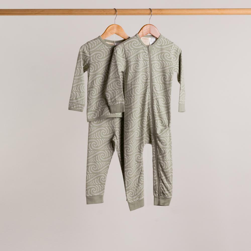 Woolbabe X BO & KO Collab Pyjama Suit - Flax Ngaru