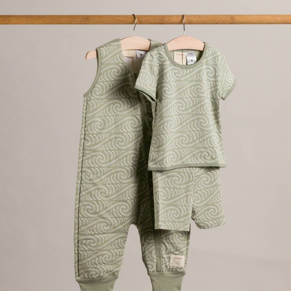 Woolbabe X BO & KO Collab Summer Pyjamas - Flax Ngaru