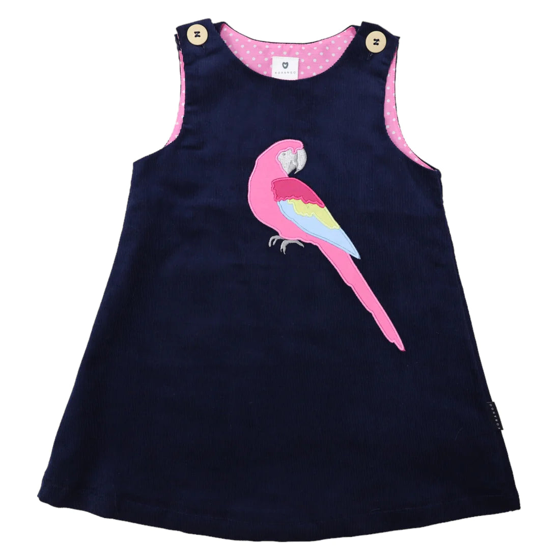 Korango | Pink Macaw Corduroy Pinafore Navy