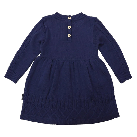 Korango | Textured Knit Dress | Navy Size 4Y