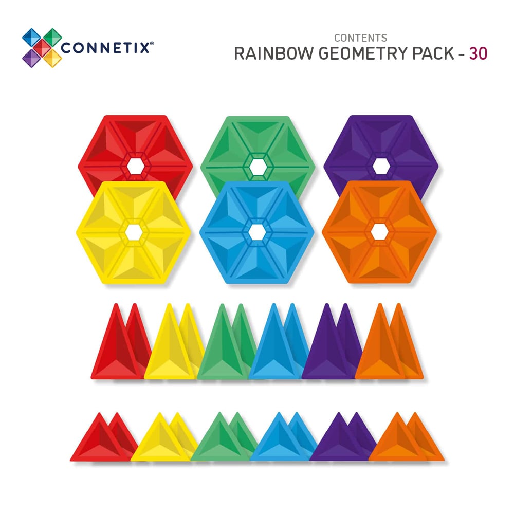 Connetix | Magnetic Tiles | Rainbow Geometry Pack 30 pieces