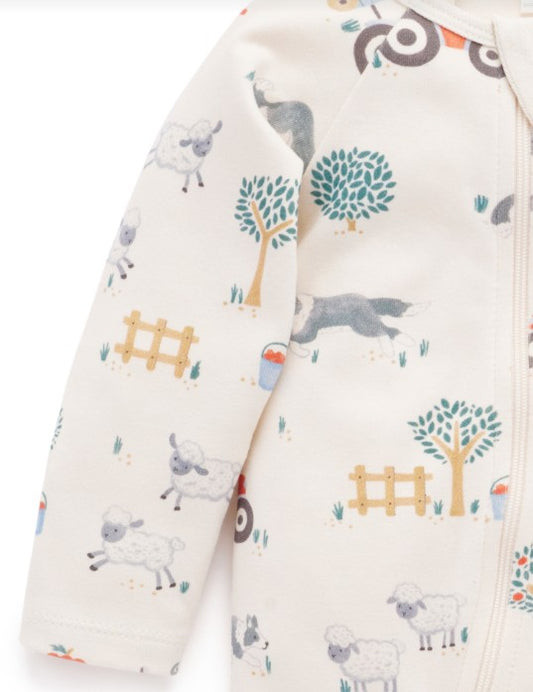 Purebaby | Farmyard Hearding Sheep Growsuit