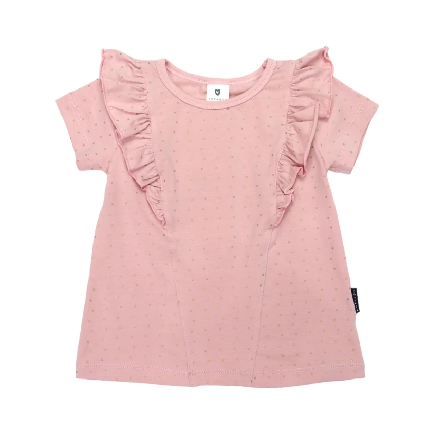 Korango | Spot of Gold Frill Top Pink