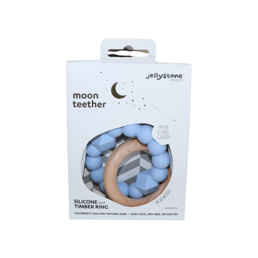 Jellystone | Moon Teether | Soft Blue