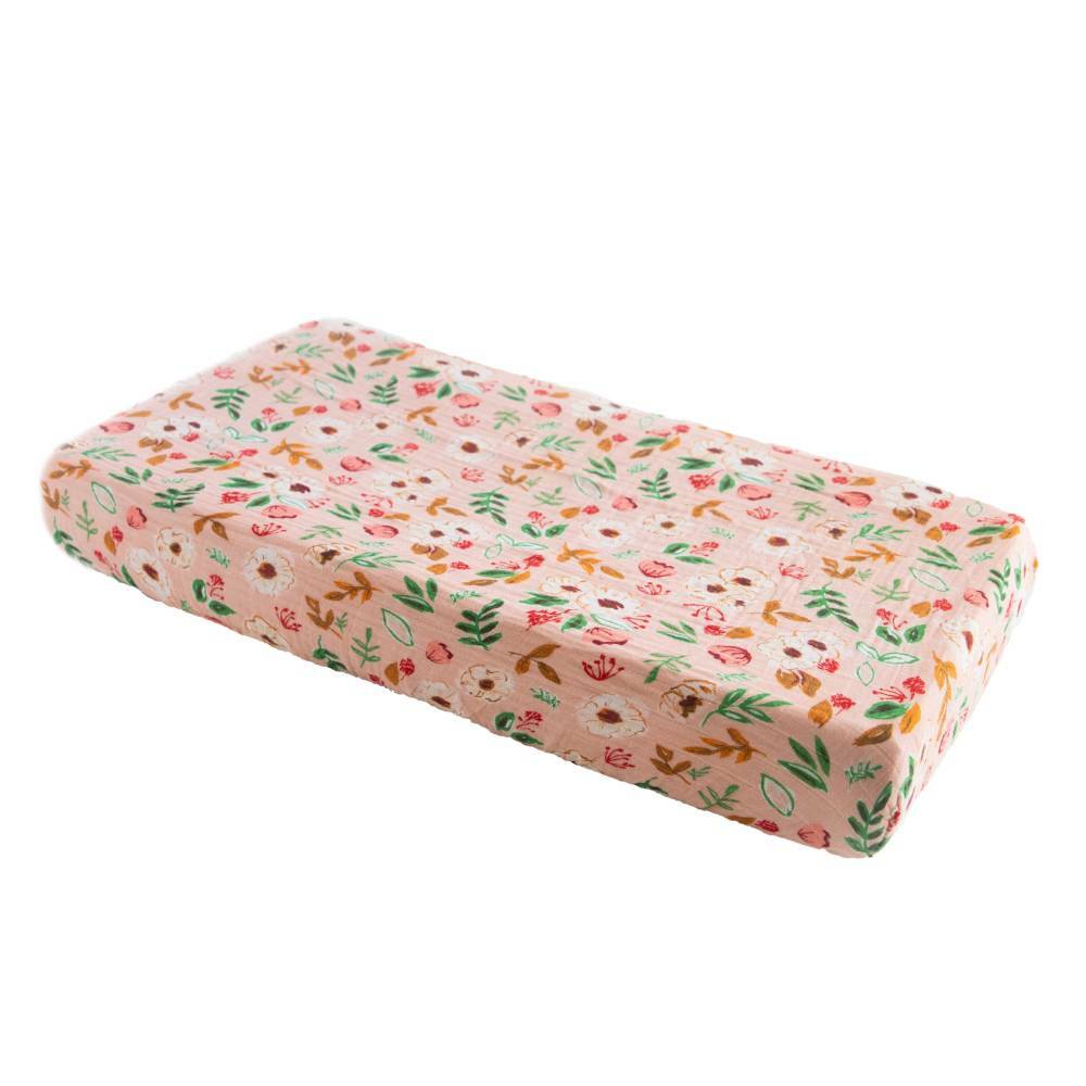 Little Unicorn | Muslin Changing Pad Cover /Bassinet Sheet | Vintage Floral