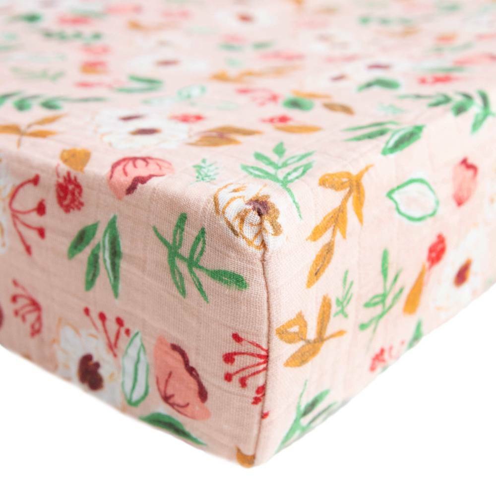 Little Unicorn | Muslin Changing Pad Cover /Bassinet Sheet | Vintage Floral