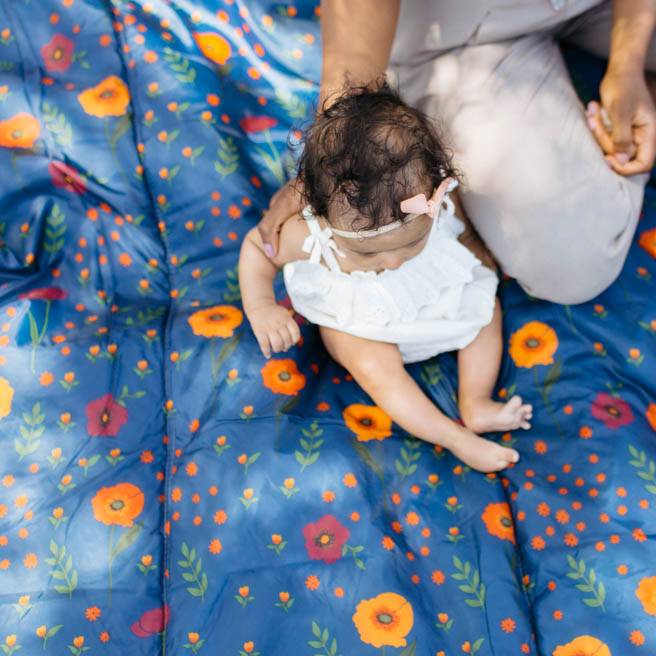 Little Unicorn | Outdoor Blanket | 5 x 10 | Midnight Poppy