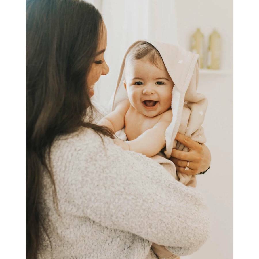Little Unicorn | Hooded Towel + Wash Cloth | Taupe Cross