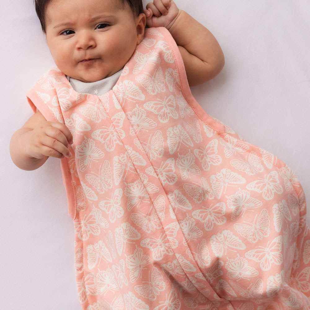 Woolbabe | 3 Seasons Front Zip Merino/Organic Cotton Sleeping Bag | Blossom Monarch