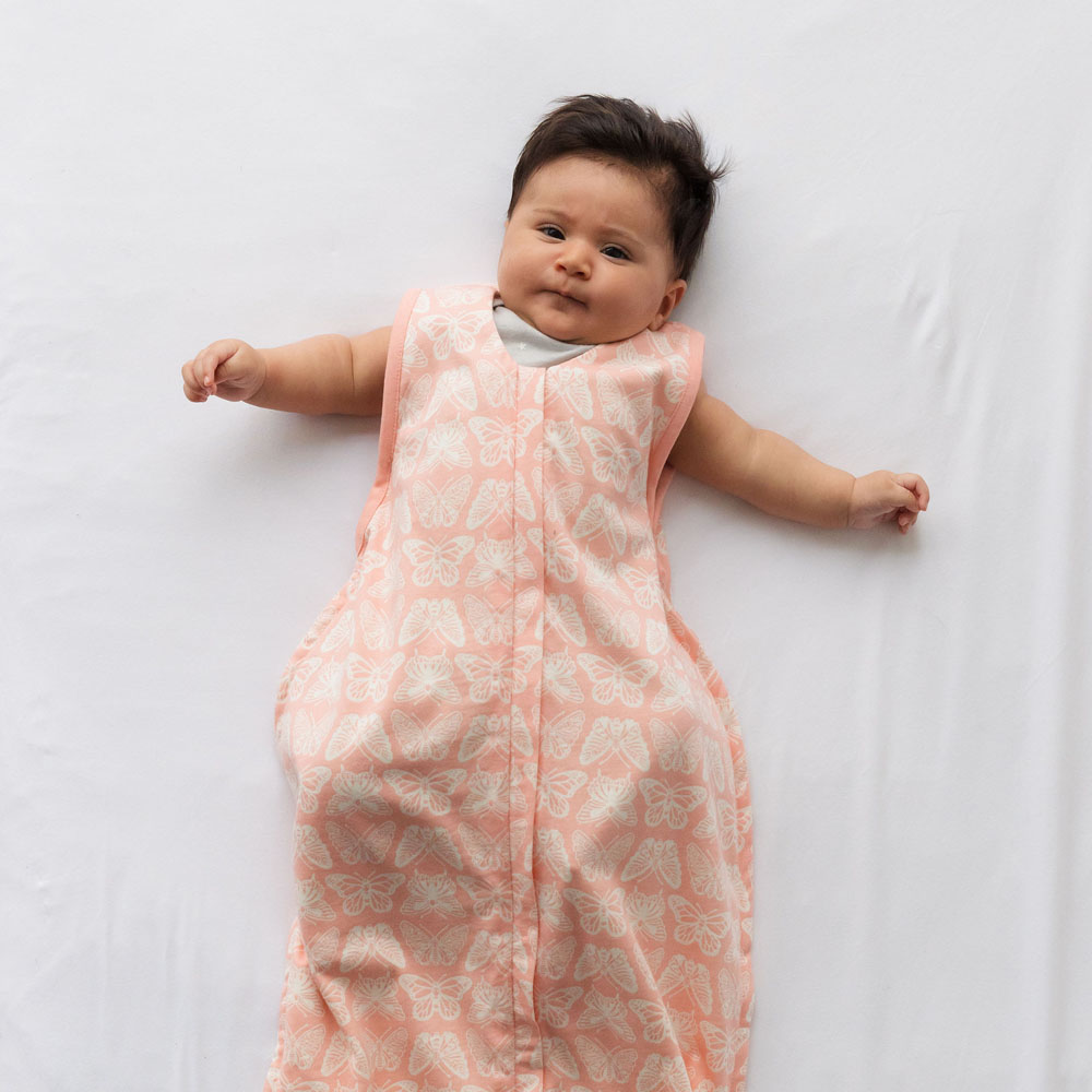 Woolbabe | 3 Seasons Front Zip Merino/Organic Cotton Sleeping Bag | Blossom Monarch