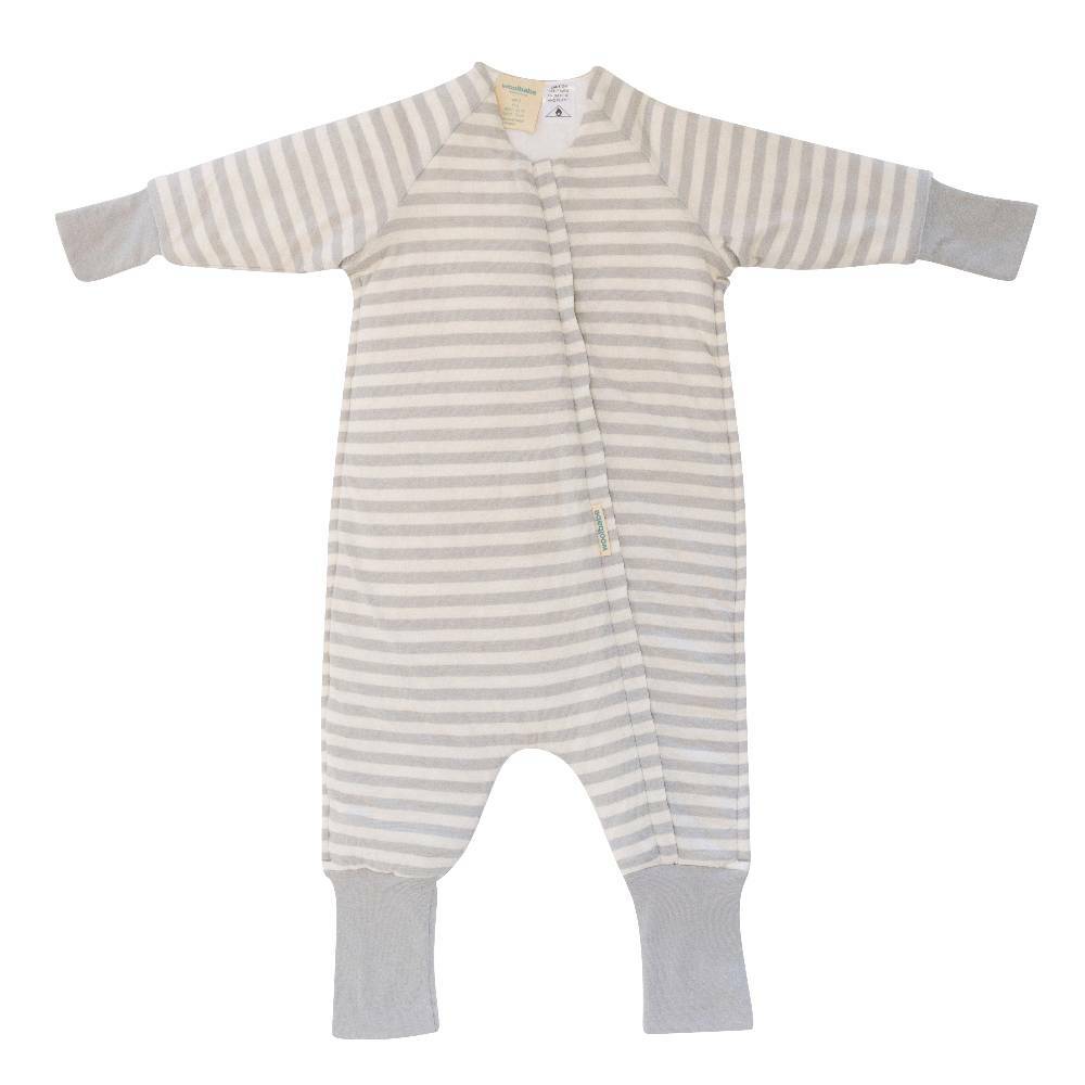 Woolbabe | Merino/Organic Cotton Duvet Sleeping Suit with Sleeves - Pebble
