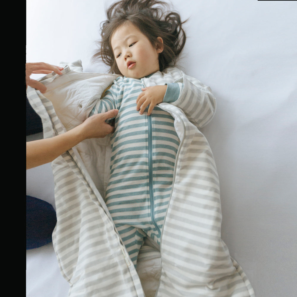 Woolbabe | Duvet Front Zip Sleeping Bag with Sleeves | Pebble