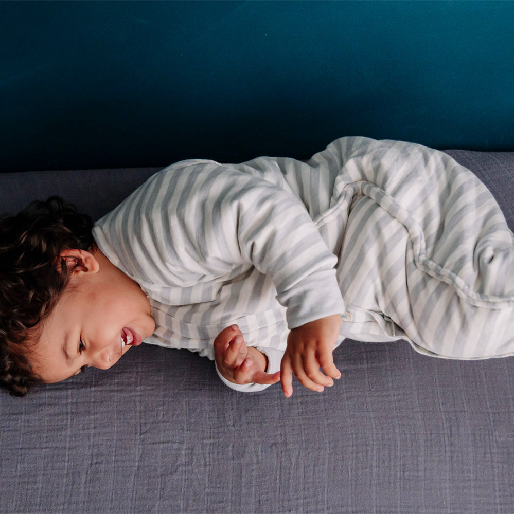 Woolbabe | Merino/Organic Cotton Duvet Sleeping Suit with Sleeves - Pebble