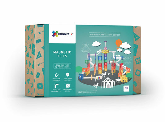 Connetix | Magnetic Tiles | Rainbow 92 Piece Ball Run Pack | 92 Pieces