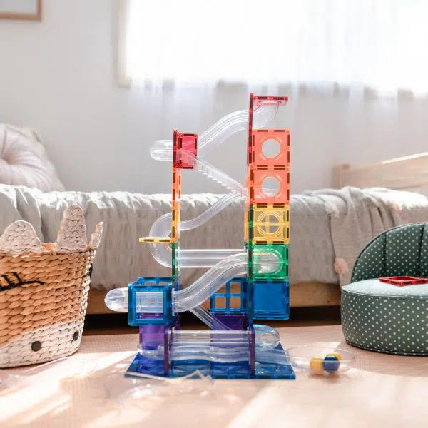 Connetix | Magnetic Tiles | Rainbow 92 Piece Ball Run Pack | 92 Pieces