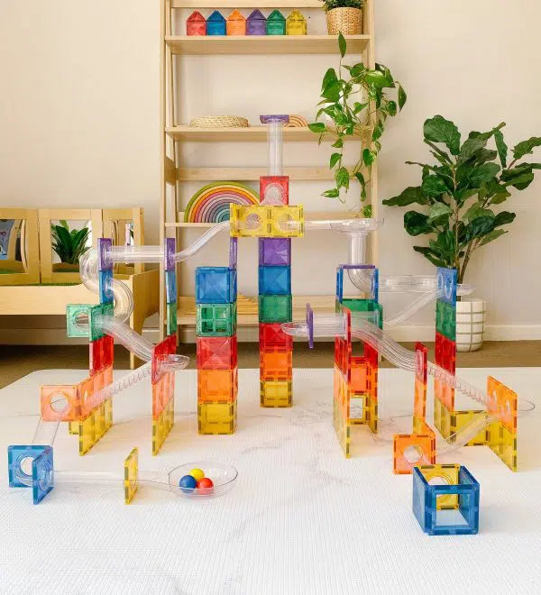 Connetix | Magnetic Tiles | Rainbow 92 Piece Ball Run Pack | 92 Pieces