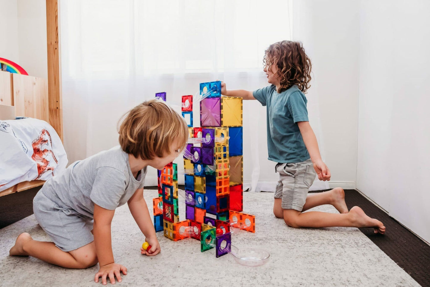 Connetix | Magnetic Tiles | Rainbow 92 Piece Ball Run Pack | 92 Pieces