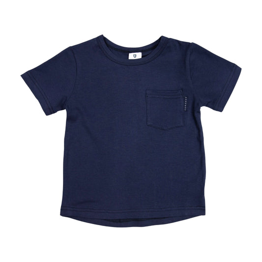 Korango | Cotton Pocket Tee | Grey Marle, Navy and White