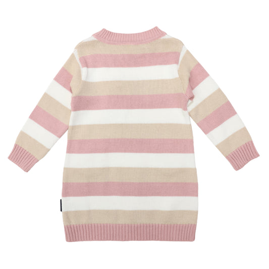 Korango | A-Line Striped Knit Dress | Tapioca Stripe Size 8Y