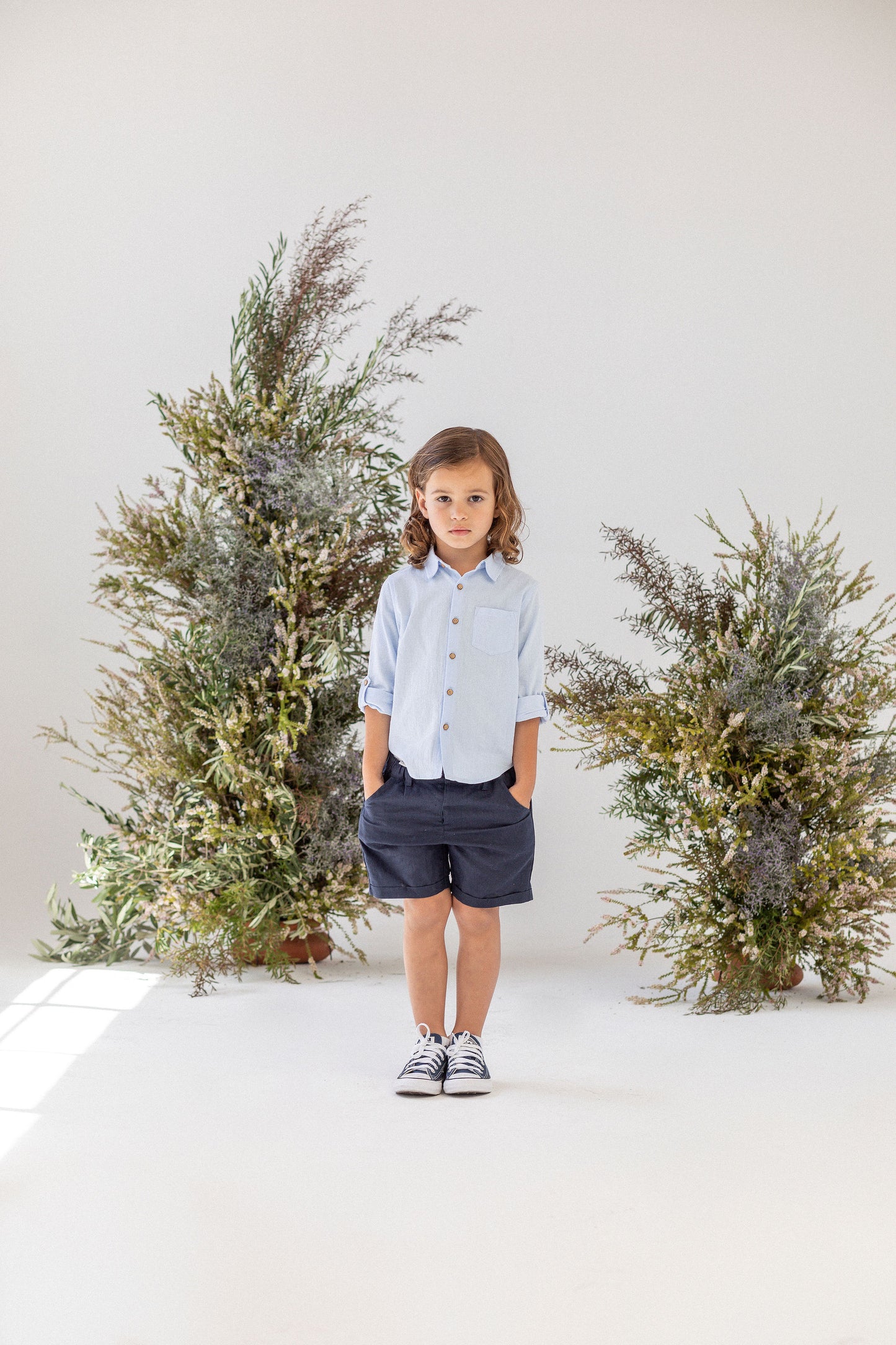 Designer Kidz | Archie Long Sleeved Button Shirt | Blue