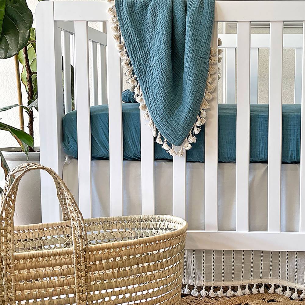 Crane Baby Cot Fitted Sheet | Solids - Riverstone